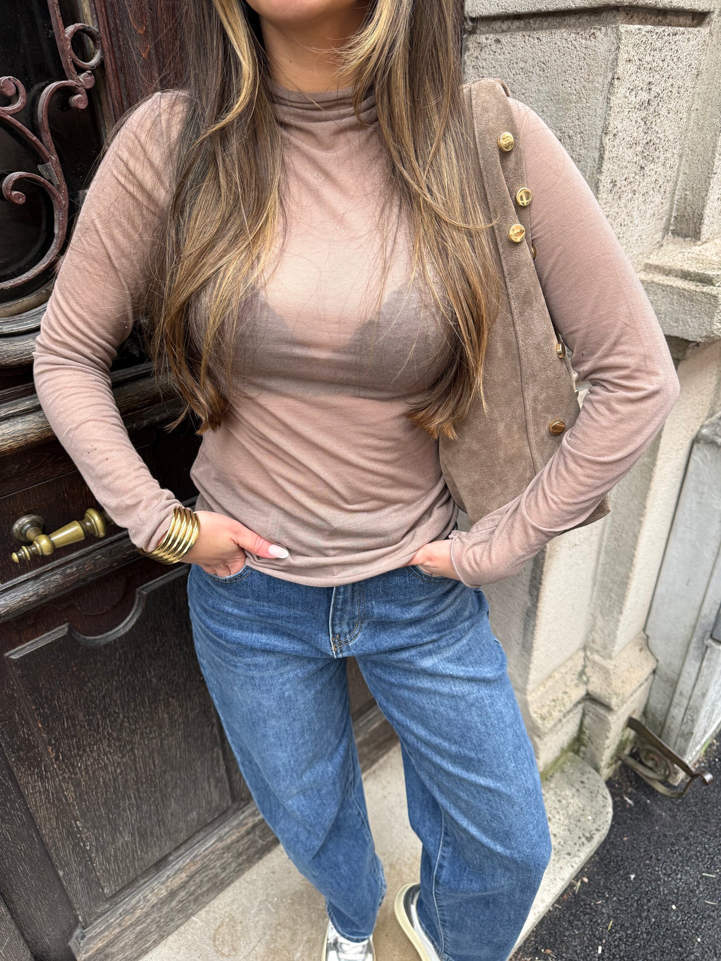 TOP ISA COL MONTANT MARRON