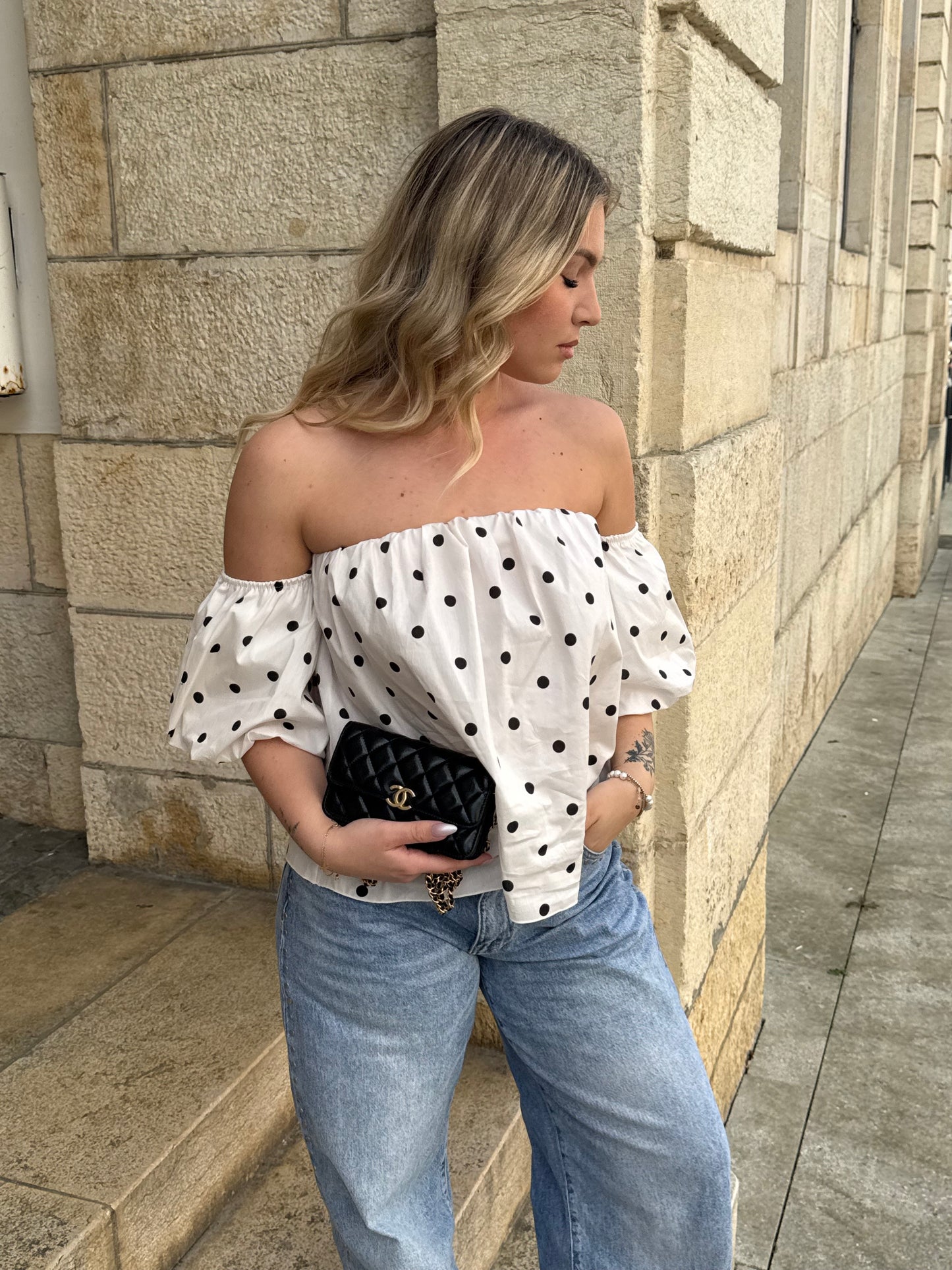 BLOUSE GABY BLANCHE À POIS