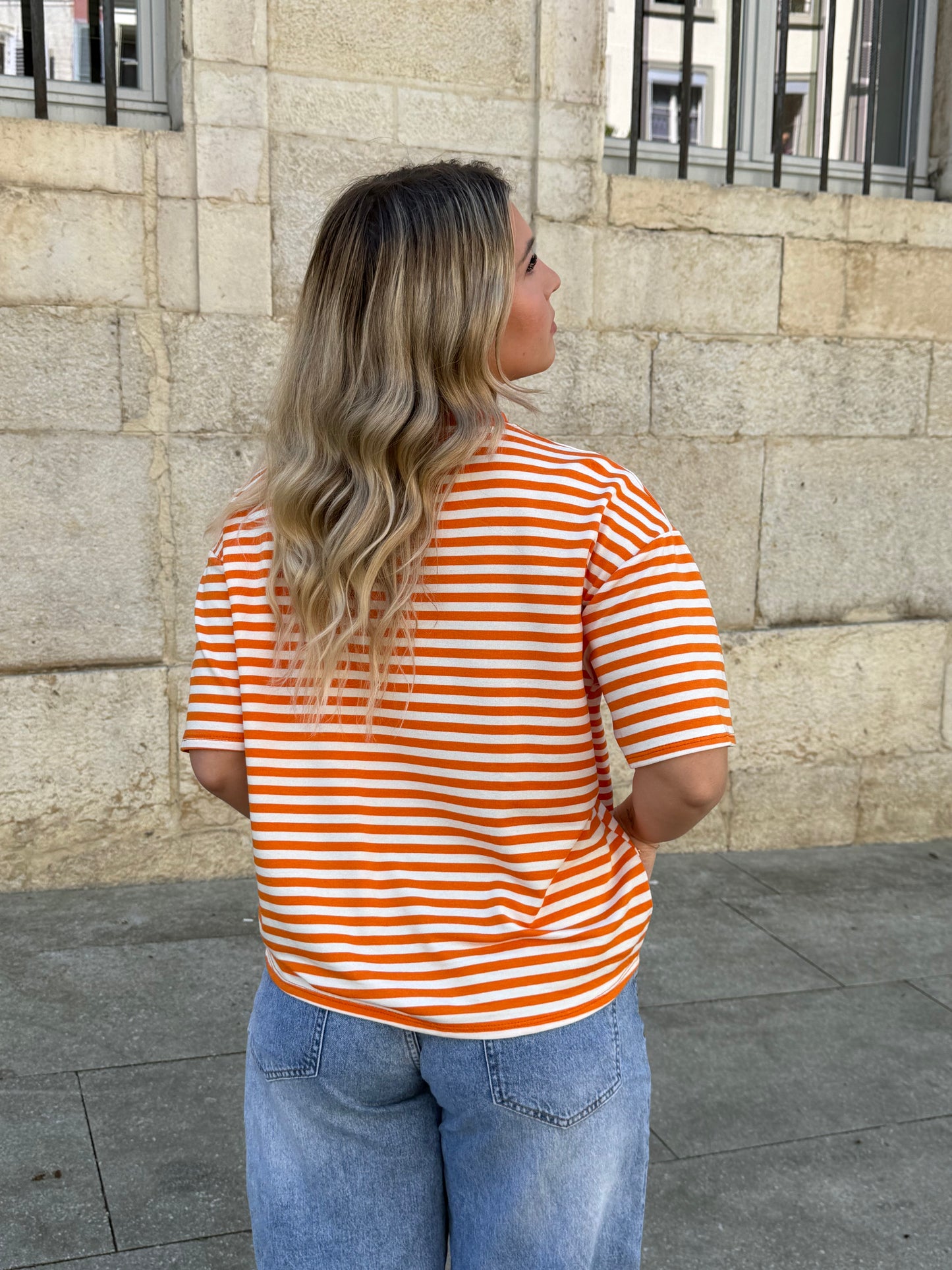 T-SHIRT LOUNA ORANGE/BLANC