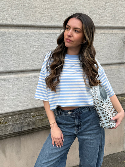 T-SHIRT LOUNA BLEU/BLANC