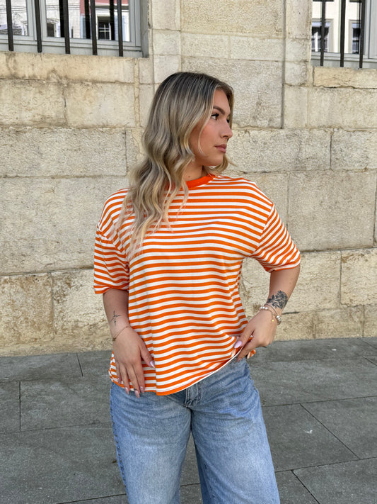 T-SHIRT LOUNA ORANGE/BLANC