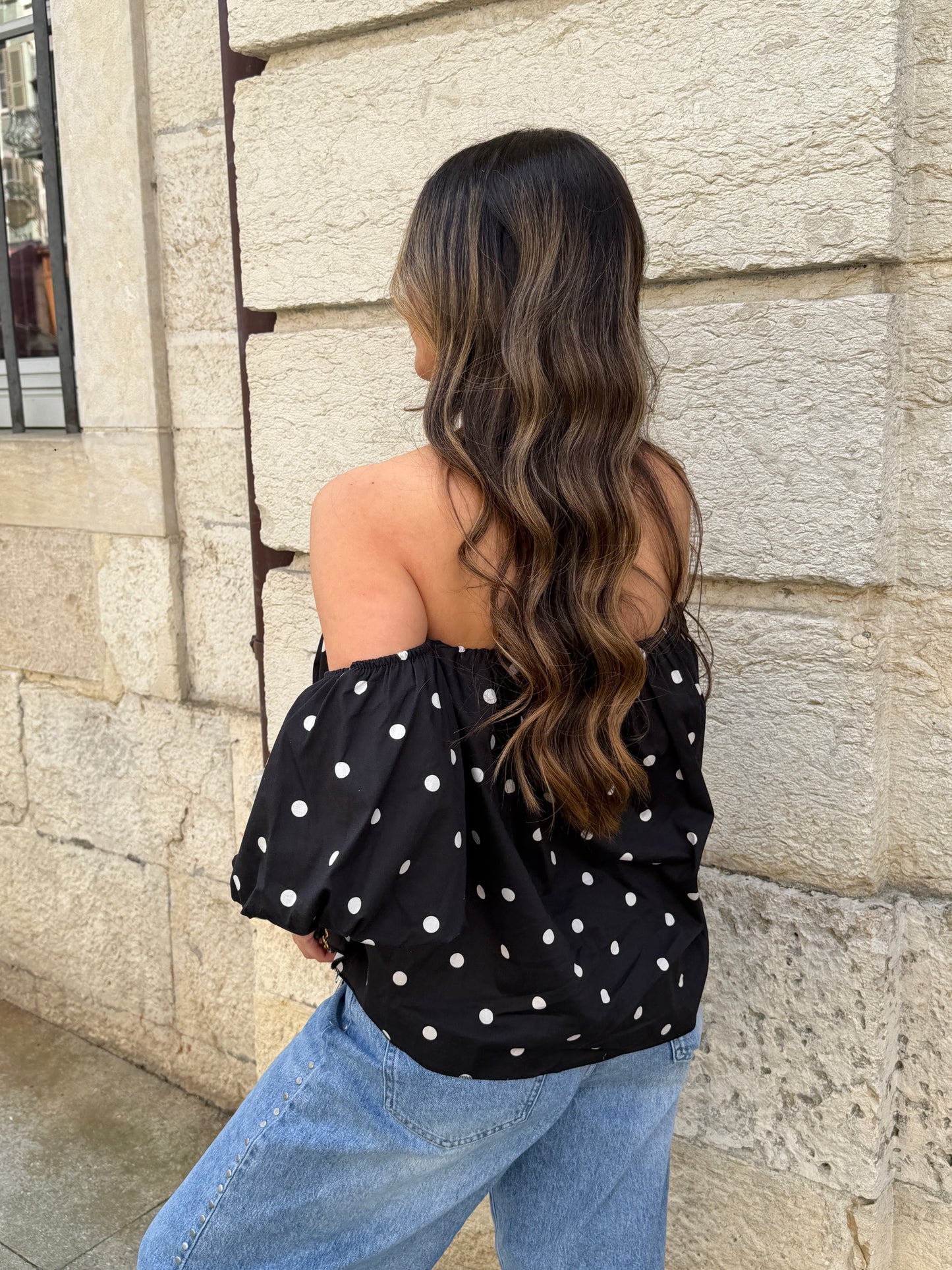 BLOUSE GABY NOIR À POIS