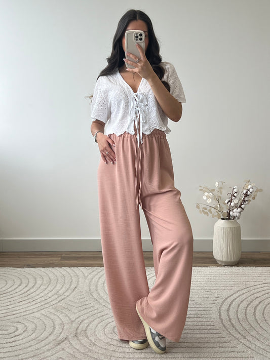 PANTALON FANNY ROSE POUDRÉ (PETITE & GRANDE)