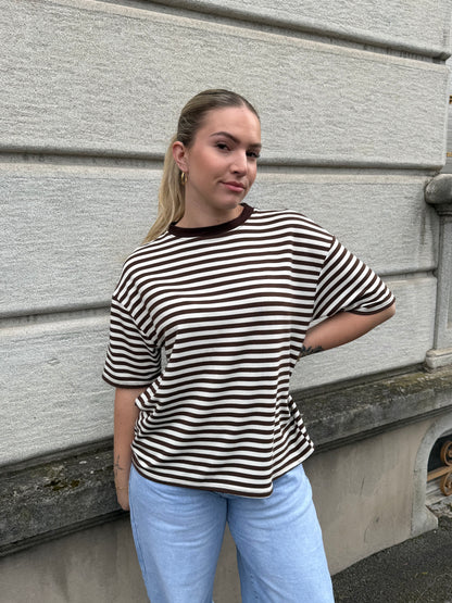T-SHIRT LOUNA MARRON/BLANC