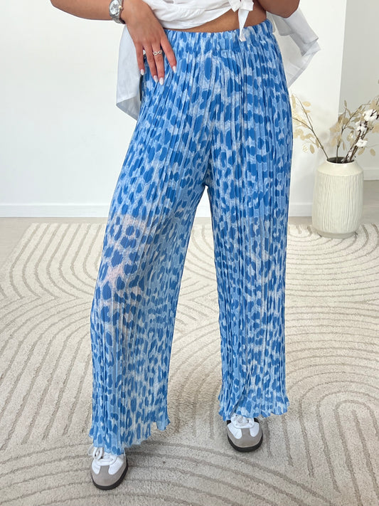 PANTALON AMALIA LÉOPARD BLEU