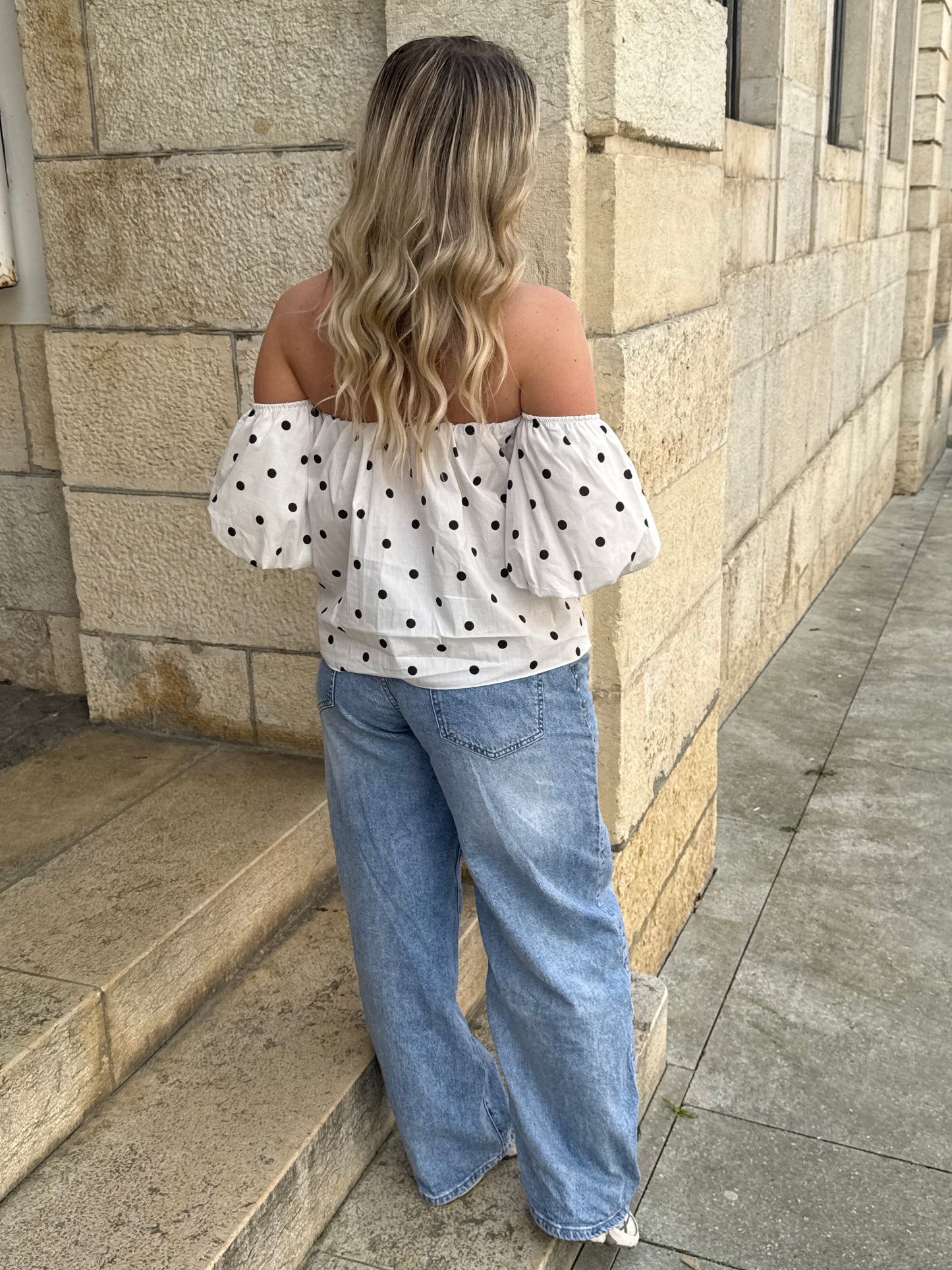 BLOUSE GABY BLANCHE À POIS