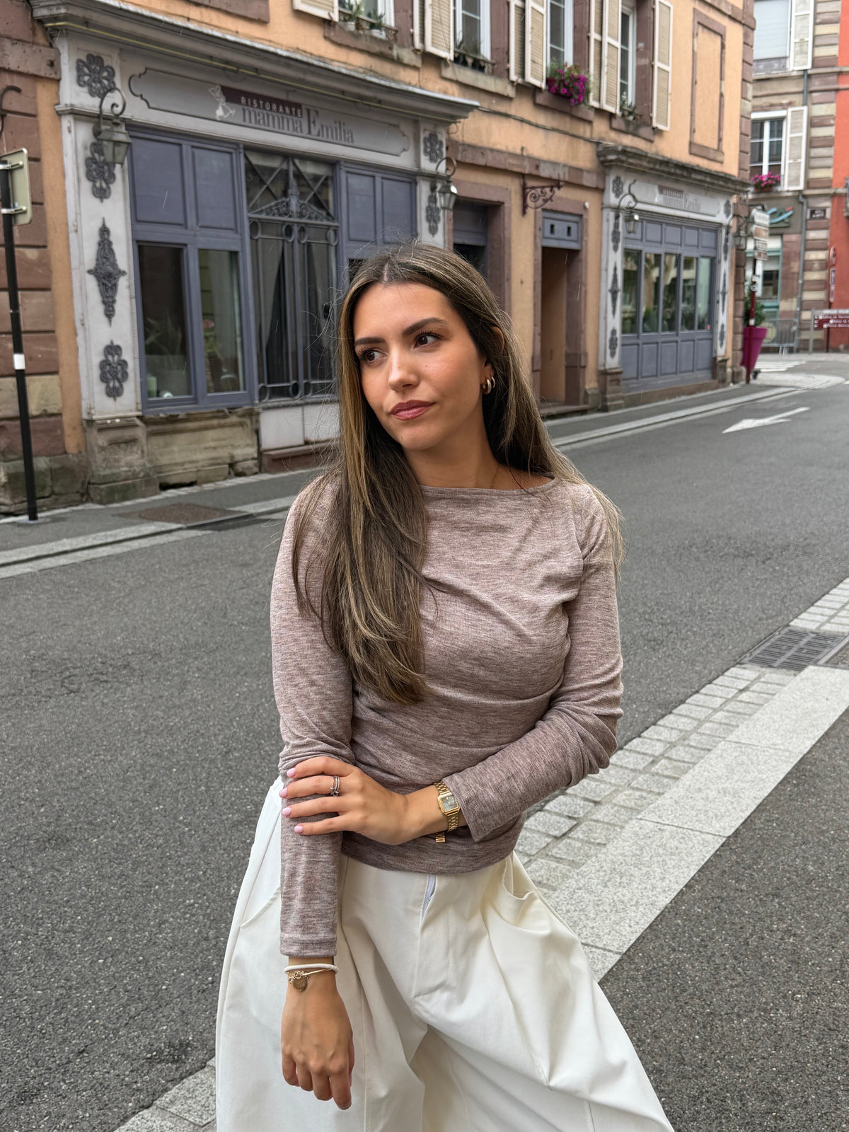 TOP CÉCILE TAUPE