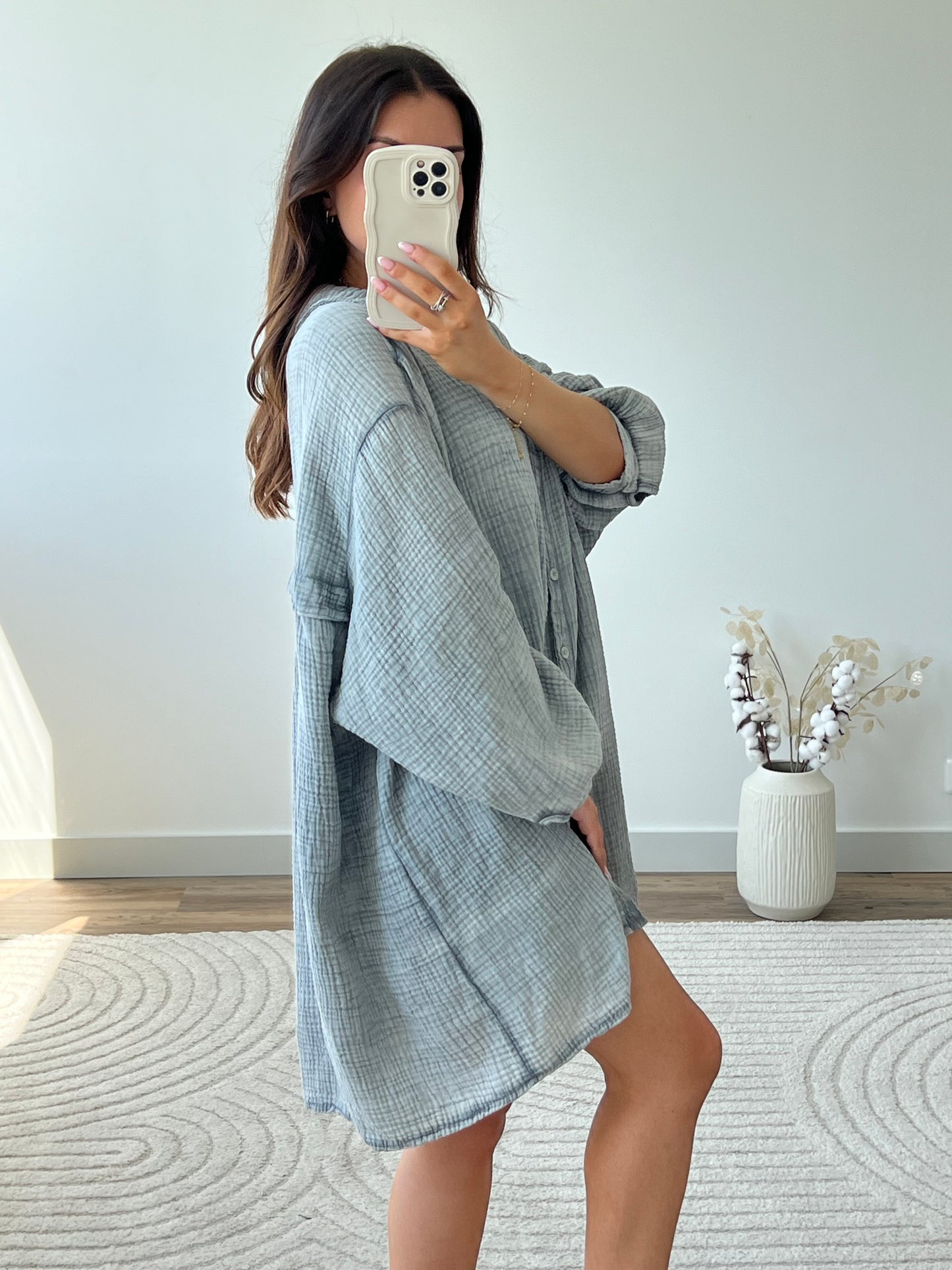 ROBE CHEMISE ÉZIA GRIS FONCÉ