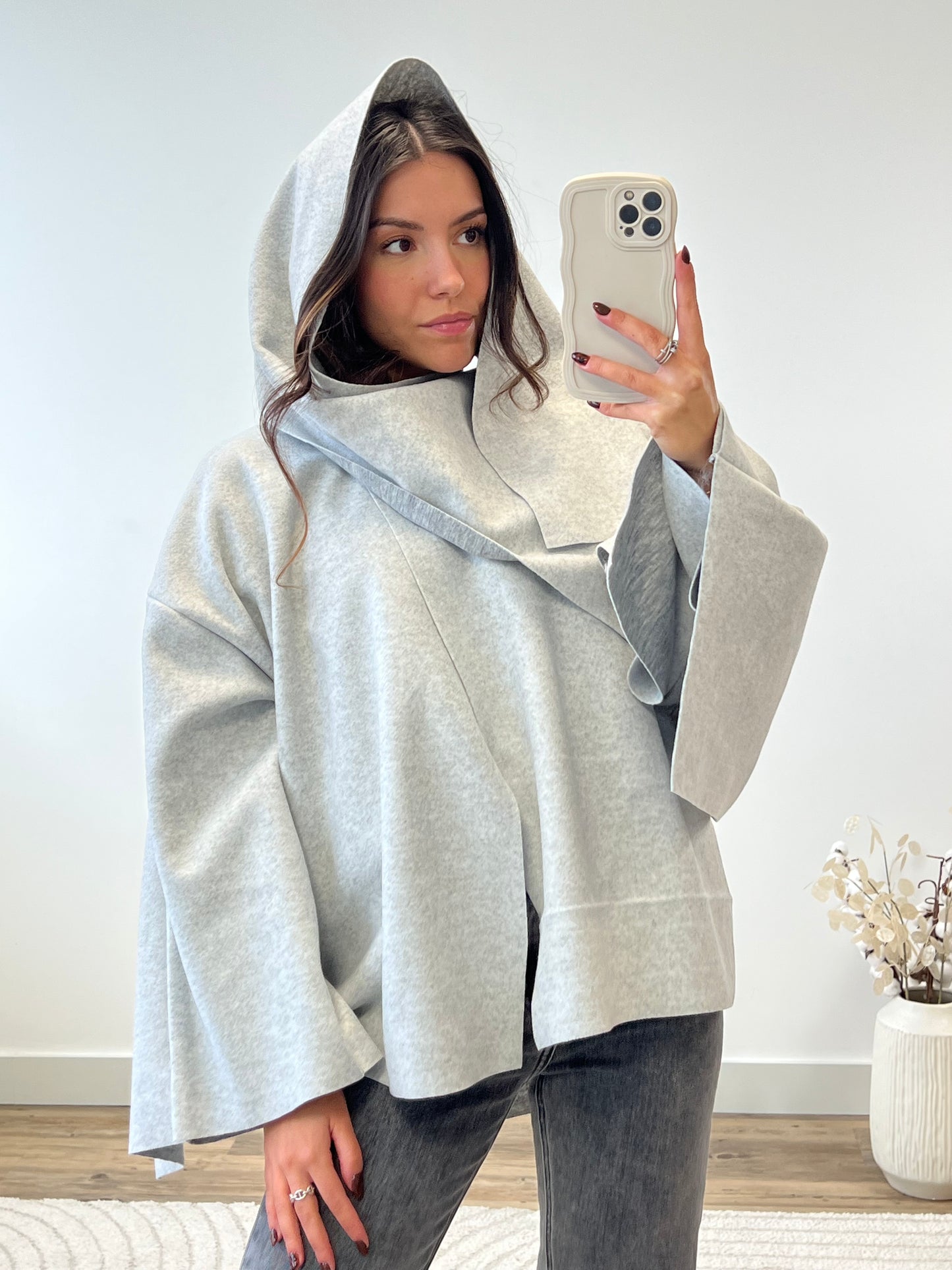 VESTE CAPE PIA GRIS CLAIR