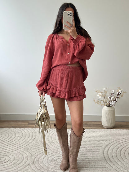 JUPE SHORT AYA TERRACOTTA