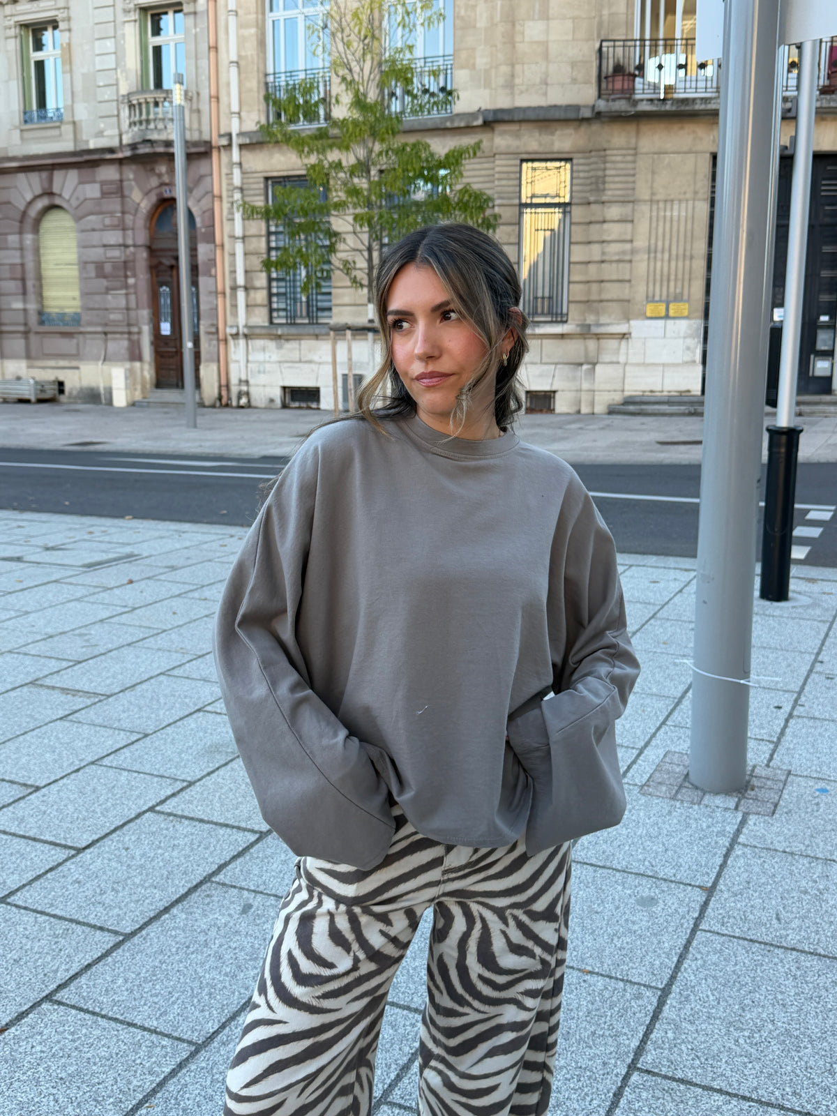 TOP MANCHES LONGUES GABRIEL TAUPE