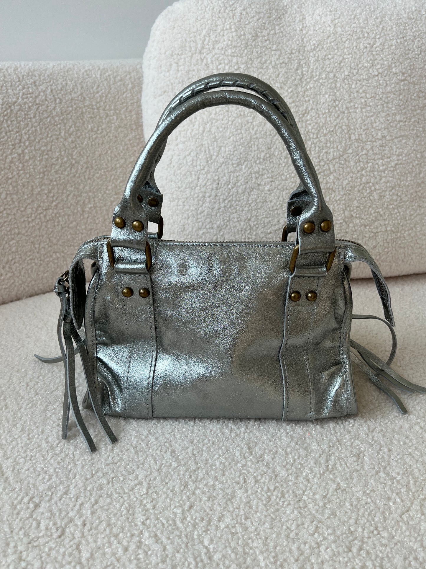 SAC VAL MINI - 100% CUIR ARGENTÉ