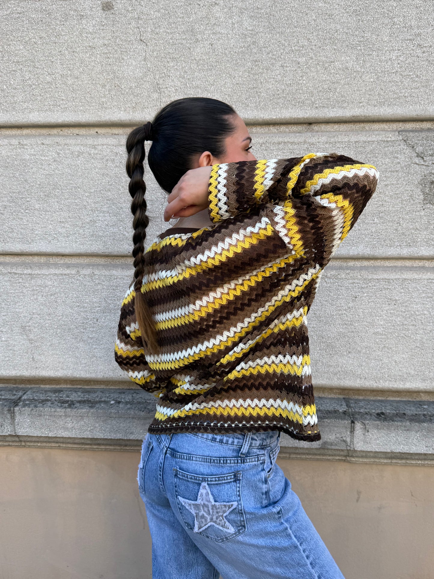 TOP CROCHET CAPUCINE MARRON