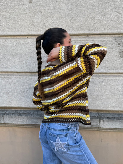TOP CROCHET CAPUCINE MARRON