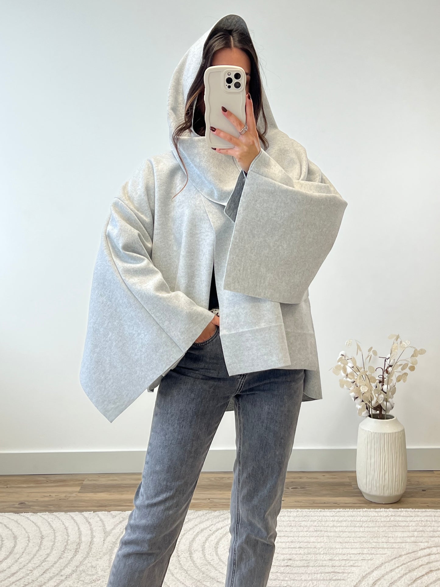 VESTE CAPE PIA GRIS CLAIR