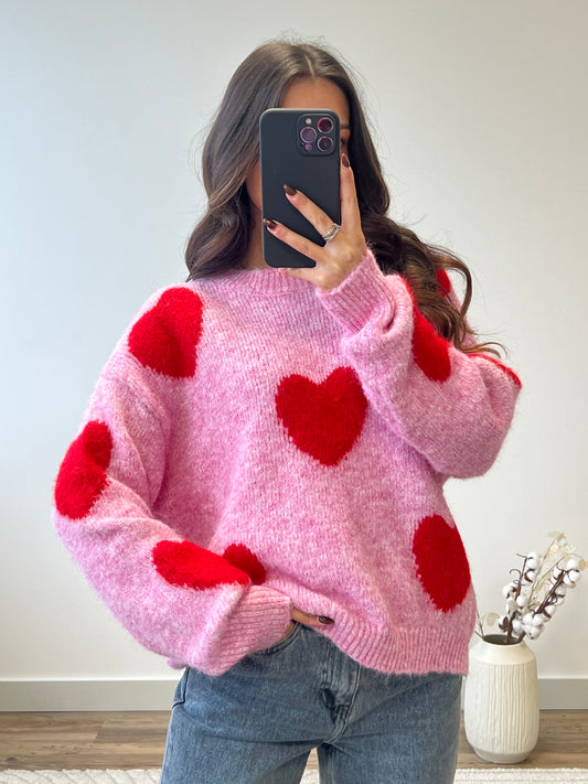 PULL CŒUR ROSE